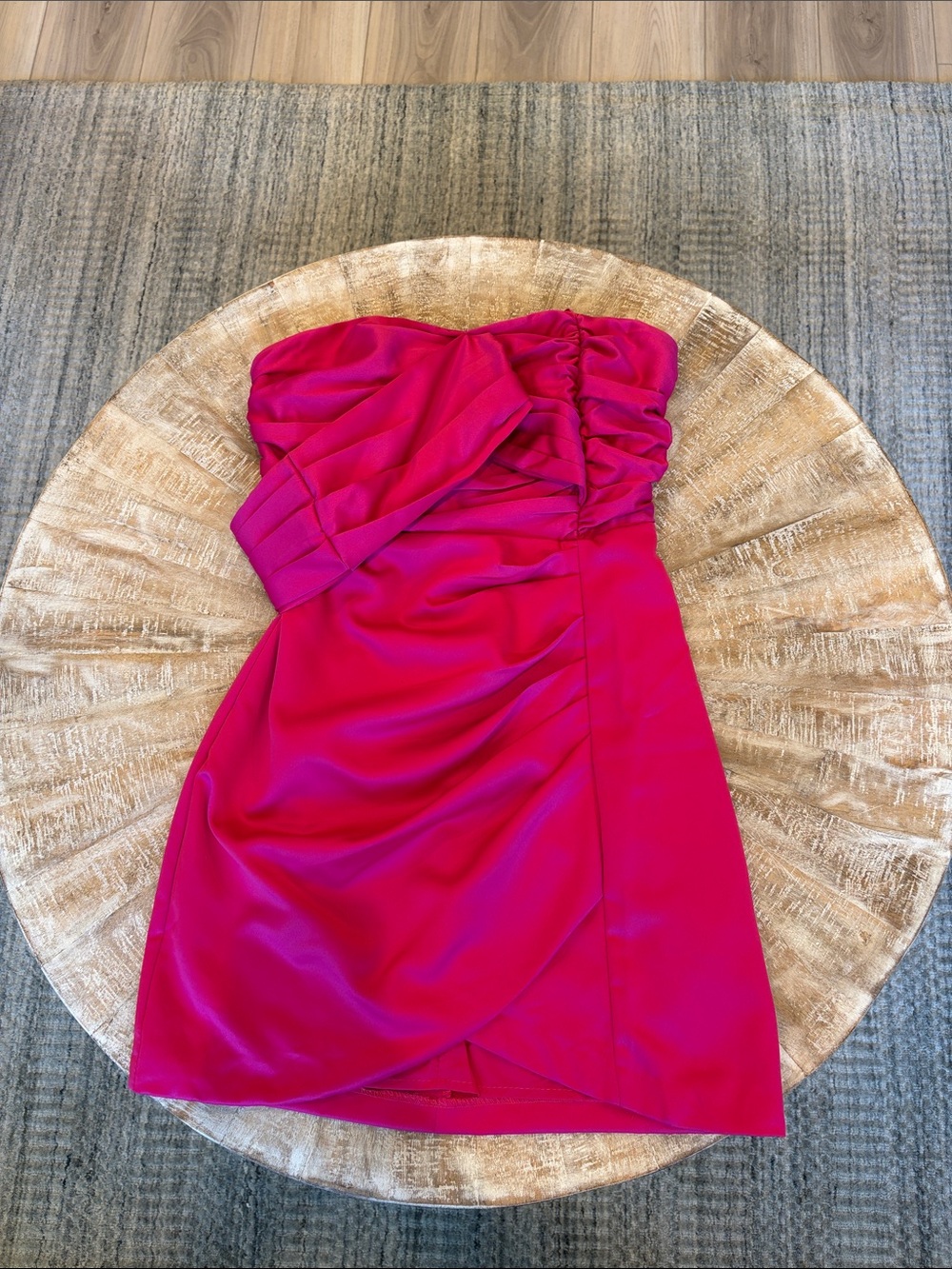 vestique Strapless Fuchsia Ruched Cocktail Dress